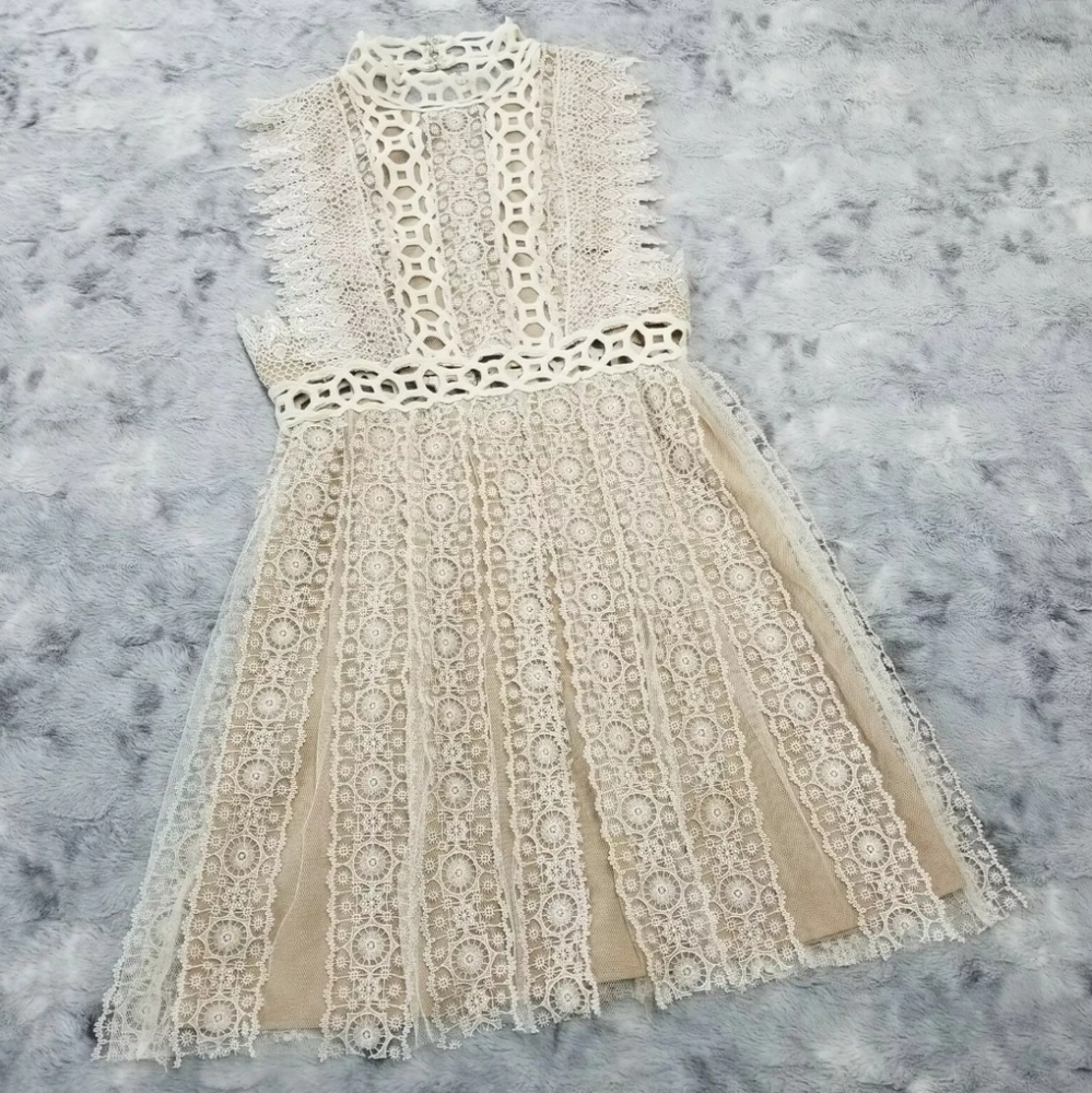 Free People Dress Lace Beige Crochet Open …